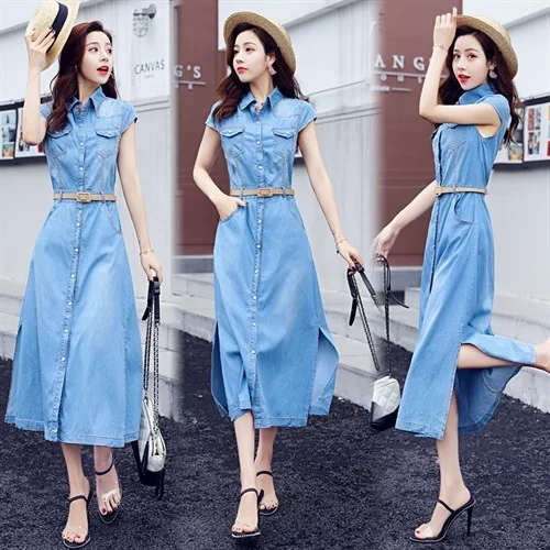 

Computer Cable Lock 2019 Summer New Style Popular WOMEN'S Dress Korean-style Slim Fit Elegant Fashion Mid-length over-the-Knee S