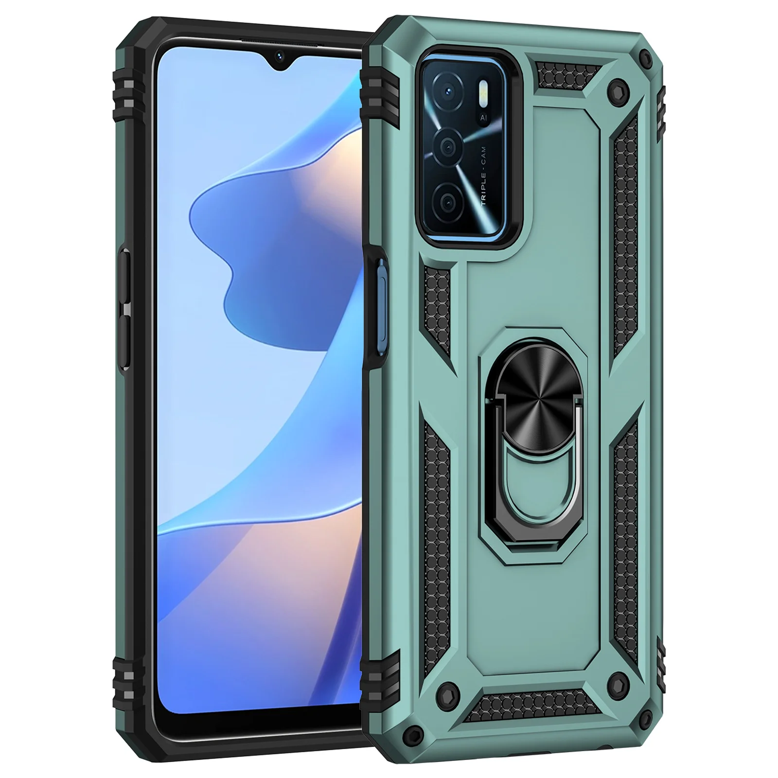 CCSmall Funda de protección resistente para Oppo A16 /A16s /A54s, cámara  deslizante de anillo magnético con soporte para tarjeta cubierta de  teléfono