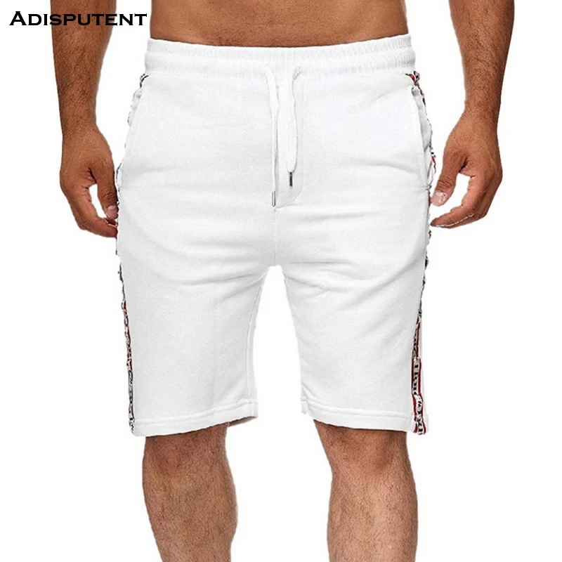 Aisputent, летние мужские шорты на шнурке, спортивные, для тренировок, пляжные, повседневные, эластичные, для фитнеса, с карманами, одноцветные, спортивные брюки