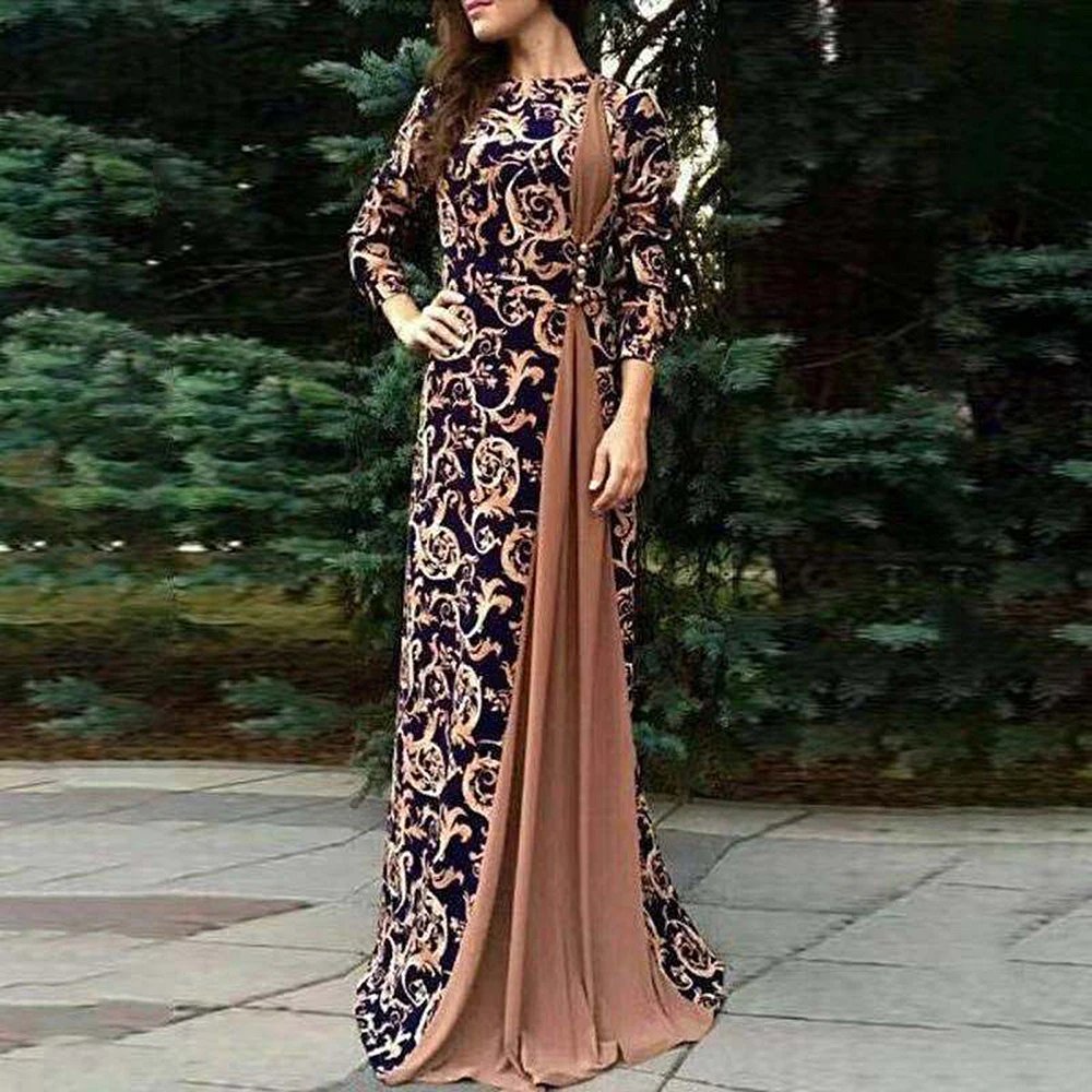 

MoneRffi Women Blue White Porcelain Printing Long Dress 2020 Spring Fahion Half Sleeve O-neck Vestido Floor-Length Maxi Dress