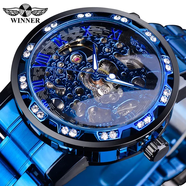 2021 Winner Men Top Brand Luxury Transparent Fashion Diamond Luminous Movement Male Mechanical Skeleton Royal Design Wrist Watch | Наручные