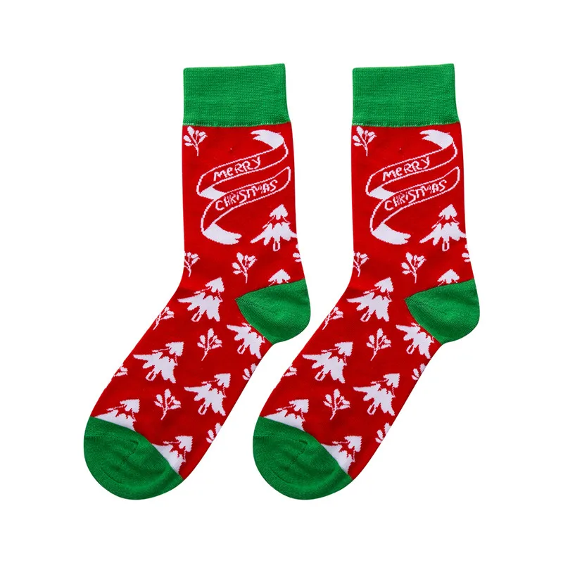 Мужские и женские рождественские носки, новые подарки Санта-Клауса для детей, детские рождественские хлопчатобумажные забавные носки с принтом, женские зимние теплые длинные носки - Цвет: As photo show