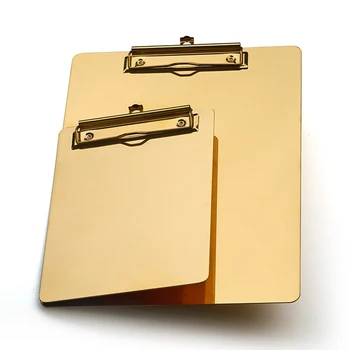 

Gold Metal Writing Sheet Pad Clipboard Menu Data File Storage Folder for Office Restaurant Hotel Home
