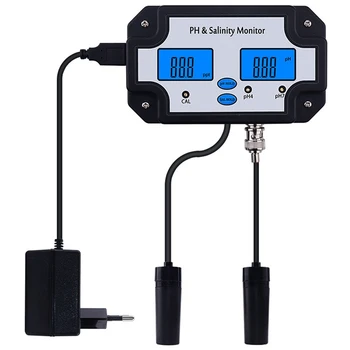

PH-2685 PH & Salinity Monitor 2 in 1 Ph Meter&Salinity Tester for Aquarium Pool Spa Seawater Horticultural EU Plug