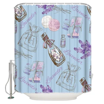

Purple Lavender Shower Curtain Washable Home Bath Decor Curtains With 12 Hooks