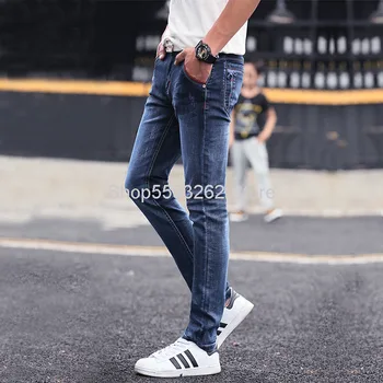 

Autumn Jeans Male Men's Wear Pants Leisure Feet Pants Slim Fit Teenagers Cowboy Trousers Male Fashion