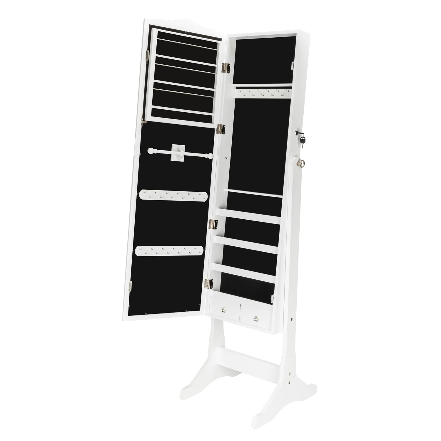

Retro Pvc Wood Grain Coating Whole Body Mirror Decoration Storage Dressing Mirror Jewelry Mirror Cabinet White Modern Style