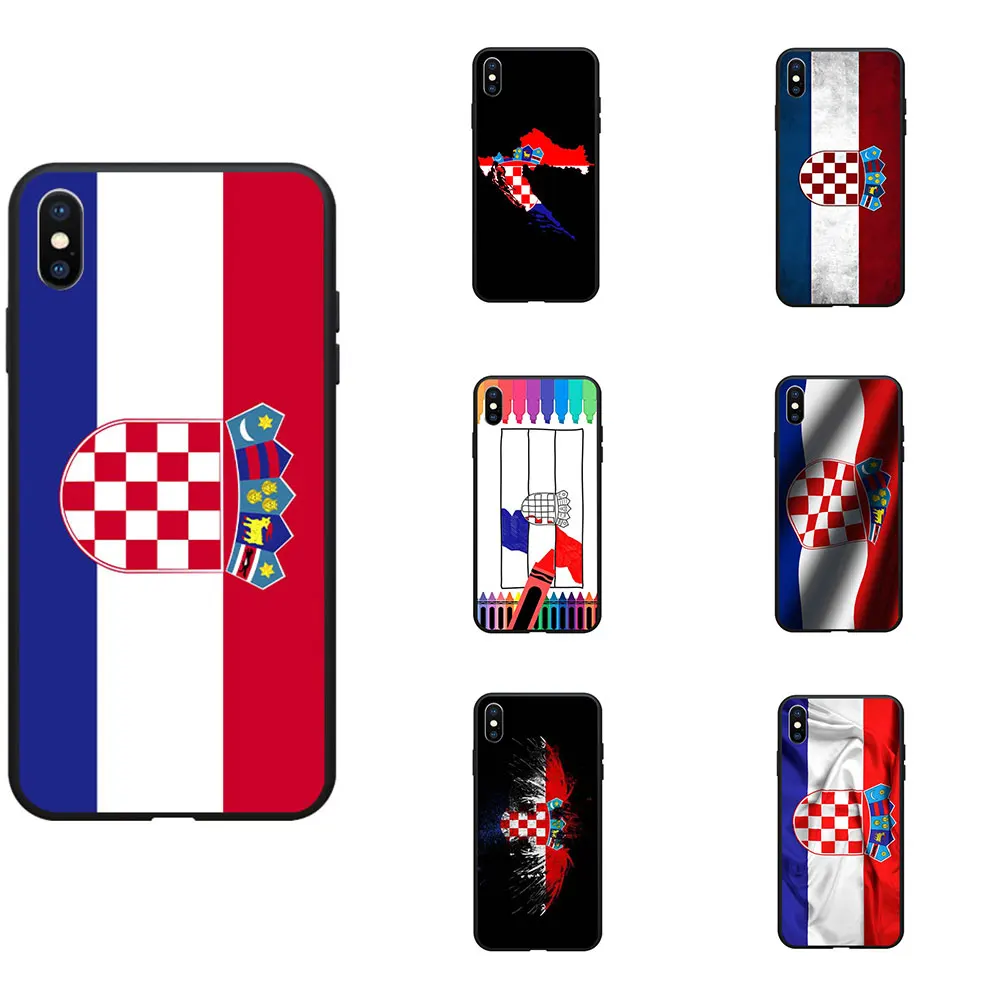 

Croatia National Flag Coat Of Arms Theme Soft TPU Phone Cases Cover Image Logo For iPhone 6 7 8 S XR X Plus