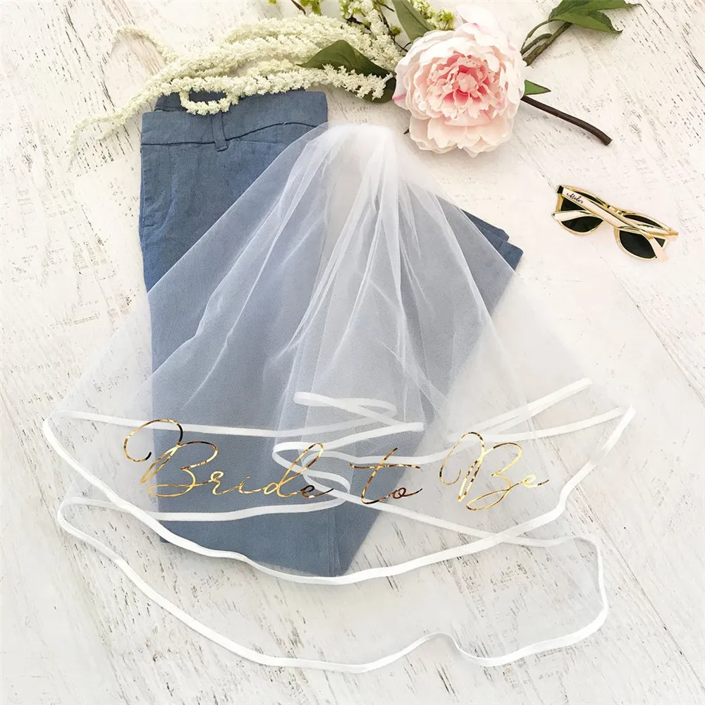 

Bachelorette Party Bride To Be Veil Personalized Hen Night Party Veil Wedding Bridal Shower Gifts Simple Short Veils for Women