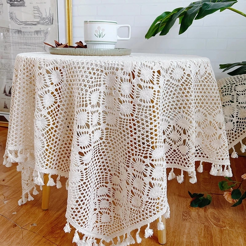 

Cotton Lace Table Cloth Handmade Crocheted Tablecloth Rectangle Dining Table Cover for Table Obrus Tafelkleed mantel mesa nappe