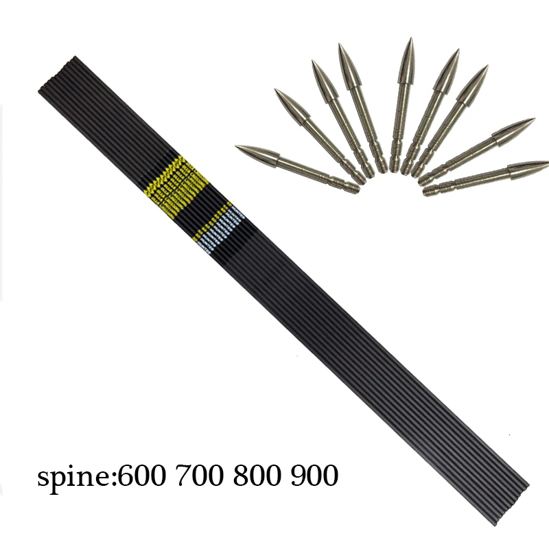 Стрельба из лука чистого карбона 12 шт. стрелы с валом ID4.2mm Spine 600 700 800 900 для