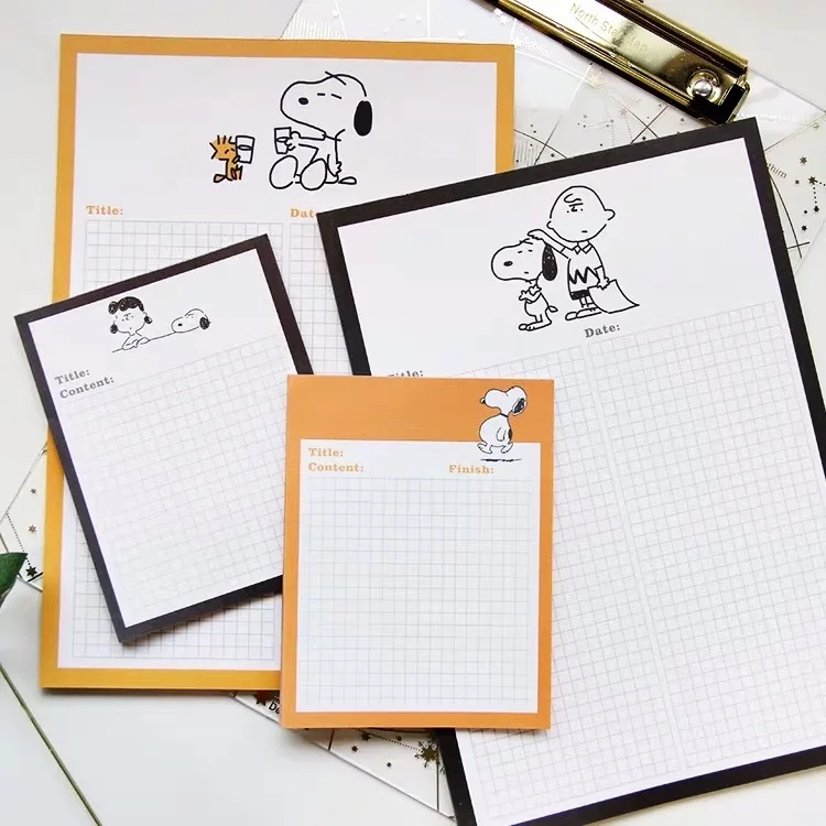 Два размера Peanuts Rogue Dog Charlie Cartoon Kawaii grid memo pad Note Pad Блокнот бумага книга сообщений школа планирования офис