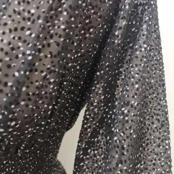 

2020 Early Autumn Women's Polka Dot Print V-neck Lace Trim Casual Slim Waist Long Sleeve Midi Dress