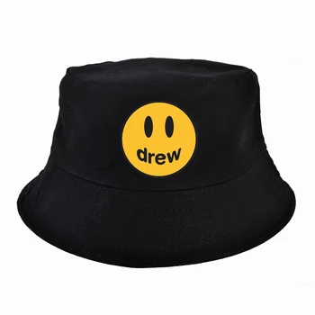 

Drew House Smile Face bucket hat Men Women Drew Classic Design Harajuku fisherman hats Men Justin Bieber cap panama fishing cap