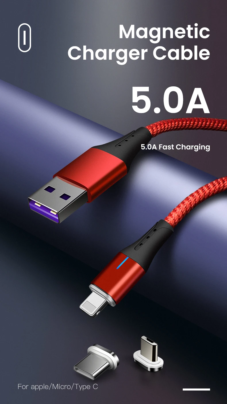 5А 2 м Магнитный кабель type C Micro USB кабель для передачи данных зарядное устройство для Iphone 11 samsung Xiaomi huawei Зарядка USB кабель для мобильного телефона