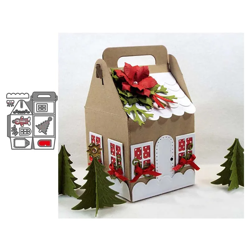 

Metal Cutting Dies Christmas tree house Crafts Stencil For DIY Scrapbooking Paper/photo Cards Embossing Die