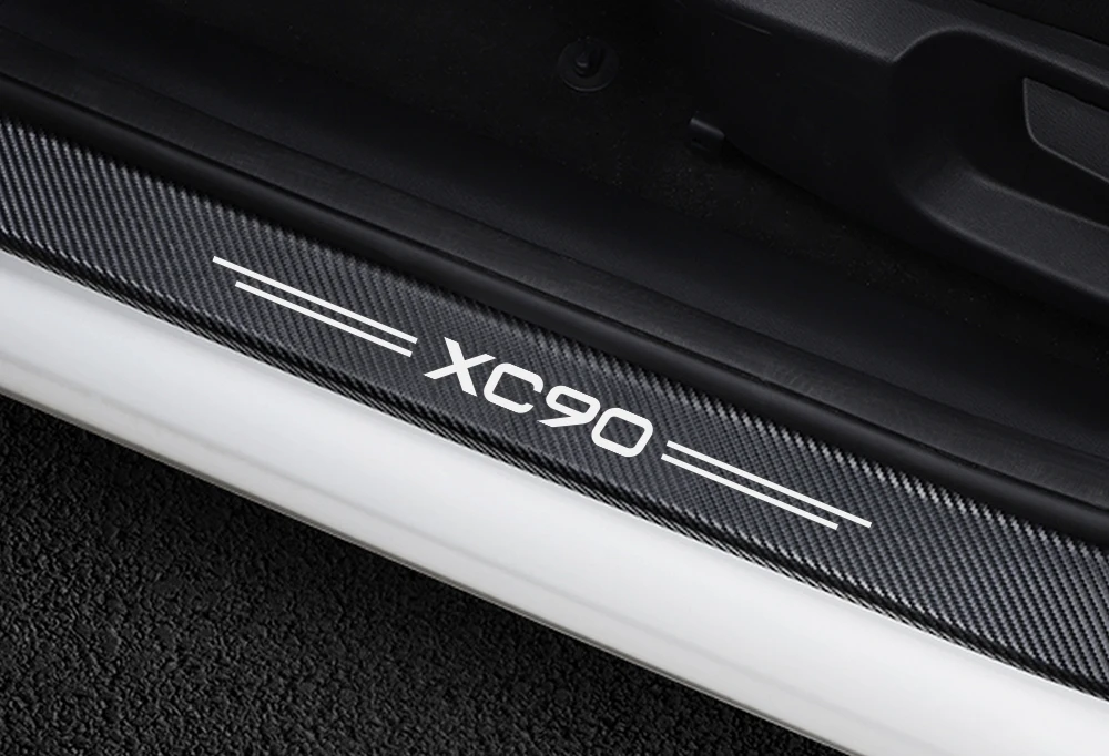 4PCS Car Stickers For Volvo S60 XC90 V40 V50 V60 S60 S90 V90 XC60 XC40 AWD T6 Auto Door Threshold Carbon Protector Accessories