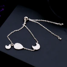 Queen Lotus модные роскошные браслеты с кубическим цирконием браслет с Луной Регулируемая цепочка геометрические браслеты для женщин