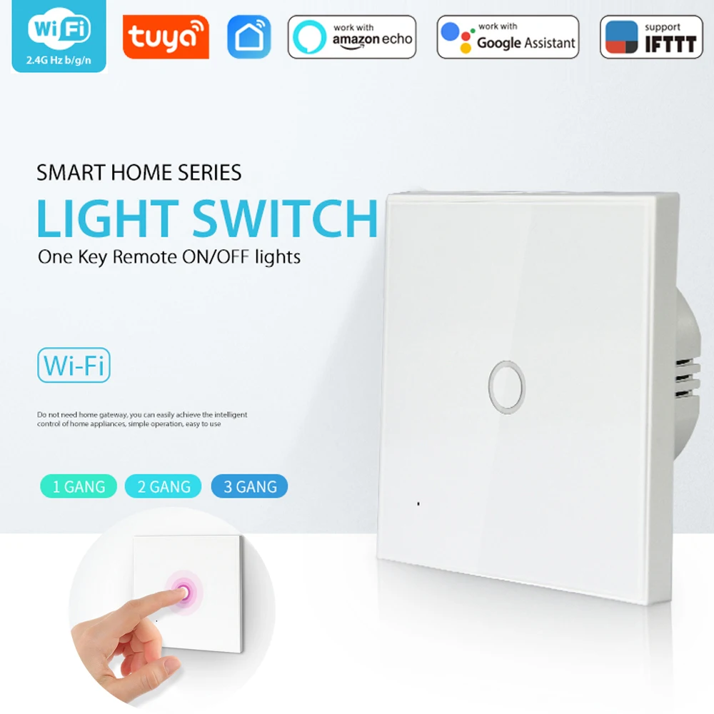 WiFi выключатель света 1 банда настенный Wifi стеклянная панель сенсорные