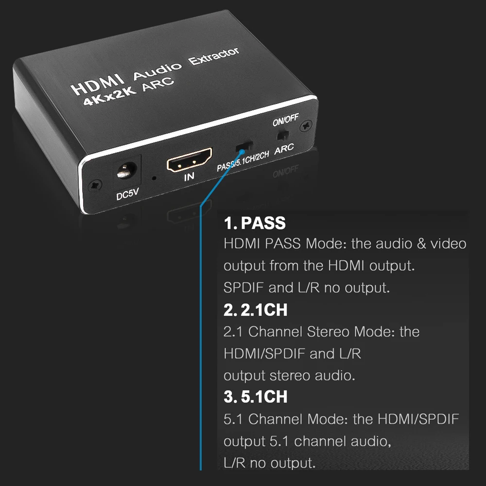 Kebidu HDMI 2,0 аудио экстрактор 5,1 ARC HDMI аудио экстрактор сплиттер HDMI к аудио экстрактор оптический TOSLINK SPDIF для динамика