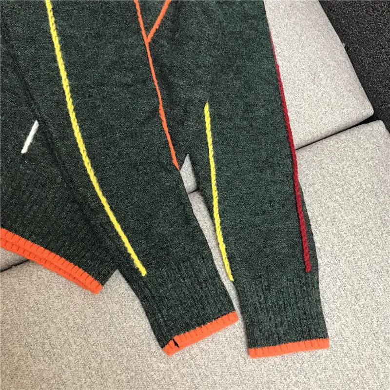 Роскошный брендовый дизайнерский вязаный пуловер для женщин Causel Половина Водолазка цвета вертикальная полоса края вязаный свитер
