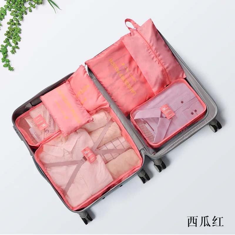 watermelon red Cellecool 7 шт./компл. домашнего путешествия аксессуары, органайзер для путешествий чемодан Одежда Набор для отделки Портативный перегородки сумки для хранения - Цвет: watermelon red
