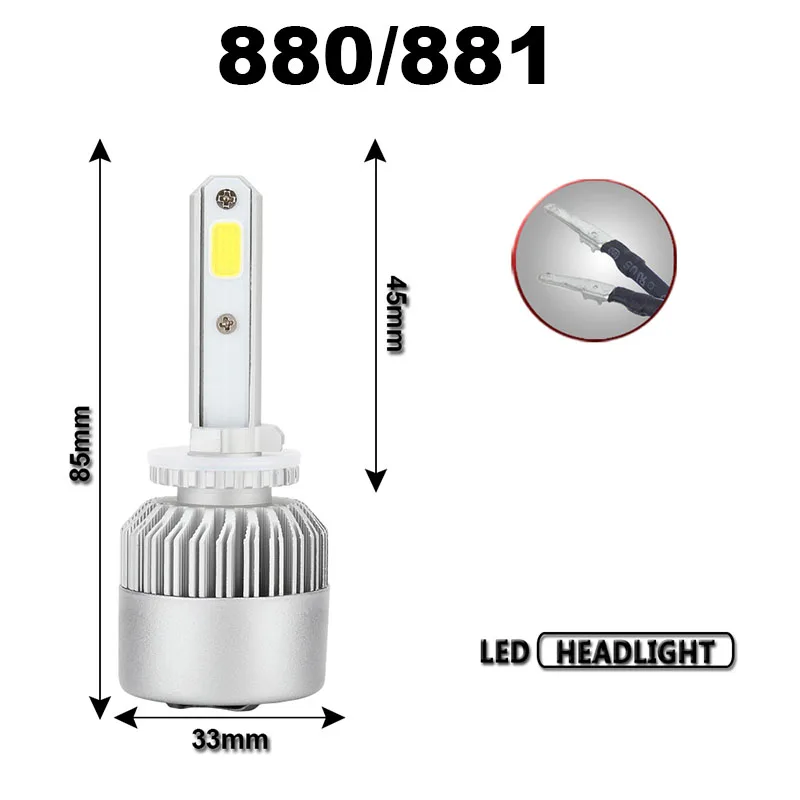 TF30 2X S2 светодиодный фары ламп Conversion Kit огни H1 H3 H4 H7 H8 H11 HB3 HB4 Авто COB автомобильных фар 72 Вт 8000LM 6500K