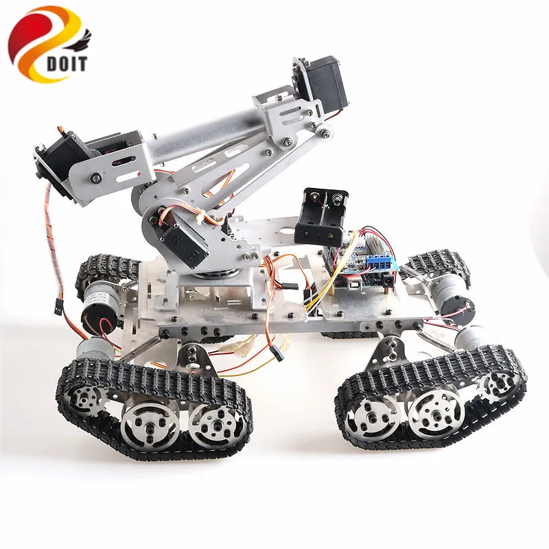 

SZDOIT 6DOF A Set Large Robotic Arm Kit TS400 Robot Tank Chassis Metal Mobile Robot Platform with High Torque Servos Motors DIY