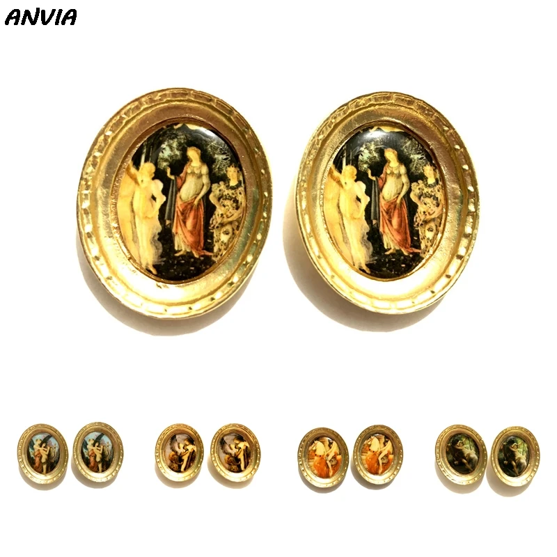 

Vintage Greece Myths Art Jewelry Angel Stud Earrings Goddess Tale Painting Fashion Accessories Boho Fancy Gifts Party Brincos