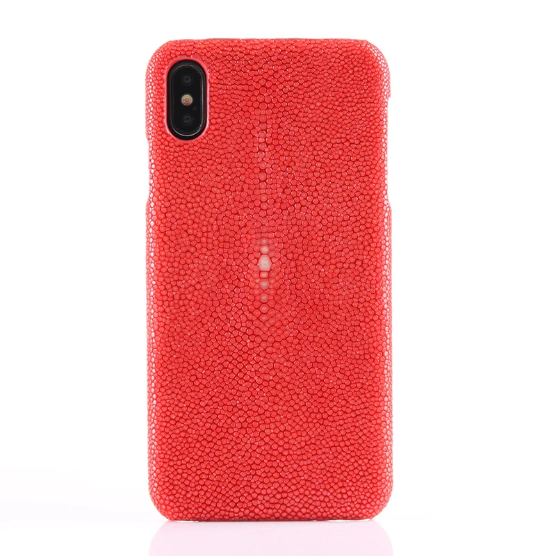 Красный Роскошный кожаный чехол для iPhone X XS MAX XR настоящий жемчуг с рыбьей кожей кожаный чехол для iPhone 7 8 Plus - Цвет: Красный