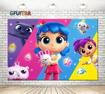 

GFUITRR True And Rainbow Kingdom Photography Backdrop Girl Birthday Party Photo Background Colorful Dolls Vinyl Photo Booth Prop