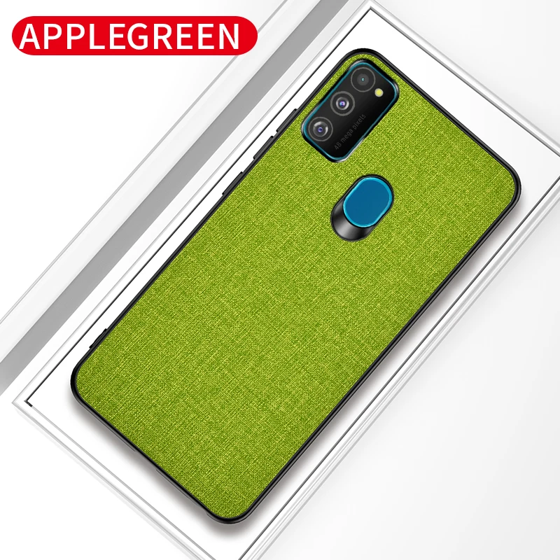 Green Vopton для samsung Galaxy M30S чехол, ткань, Жесткий ПК, силиконовая рамка, задняя крышка для samsung M30S чехол s, бизнес противоударный чехол - Цвет: Green