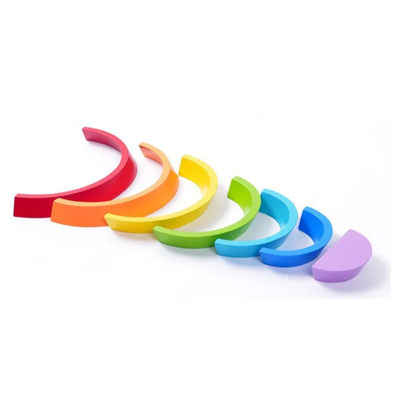 

CHILDREN'S Wooden Toy Colorful Arch Bridge Rainbow Tunnel Building Blocks Educational Early Childhood Wood Arch Assembled Jenga