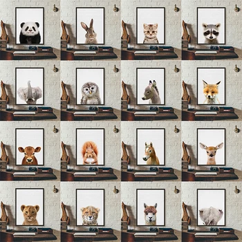 

Baby Animal Giraffe Bunny Elephant Canvas Child Poster Painting Nursery Wall Art Nordic Picture Kids Room Decoration