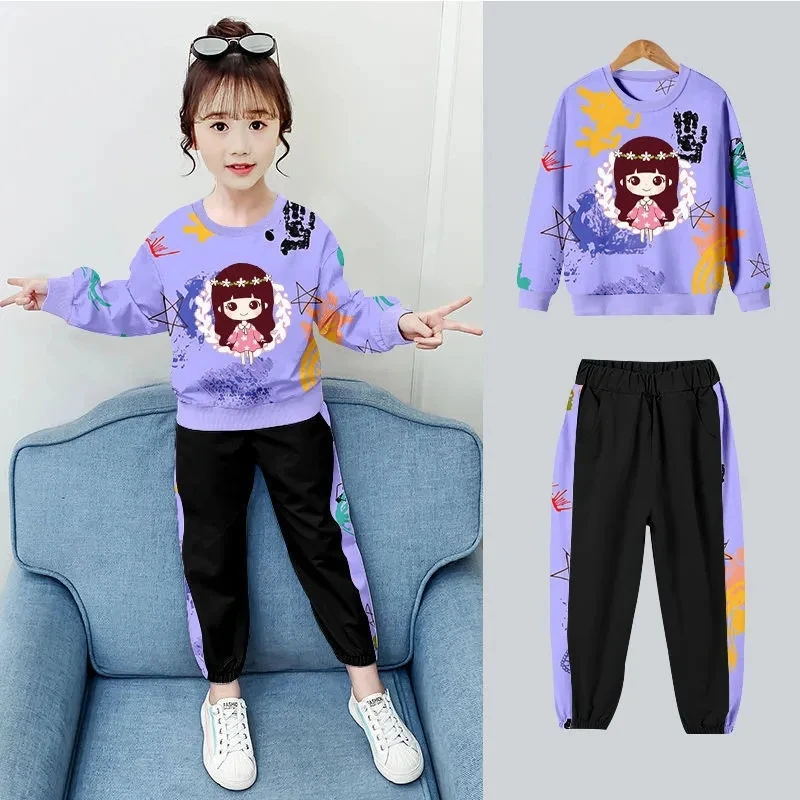 Kids Girl Outfit 2Pcs Set Spring Autumn Toddler Children Casual Sweatshirt+Pants Students Fashion Boutique Girls Clothes