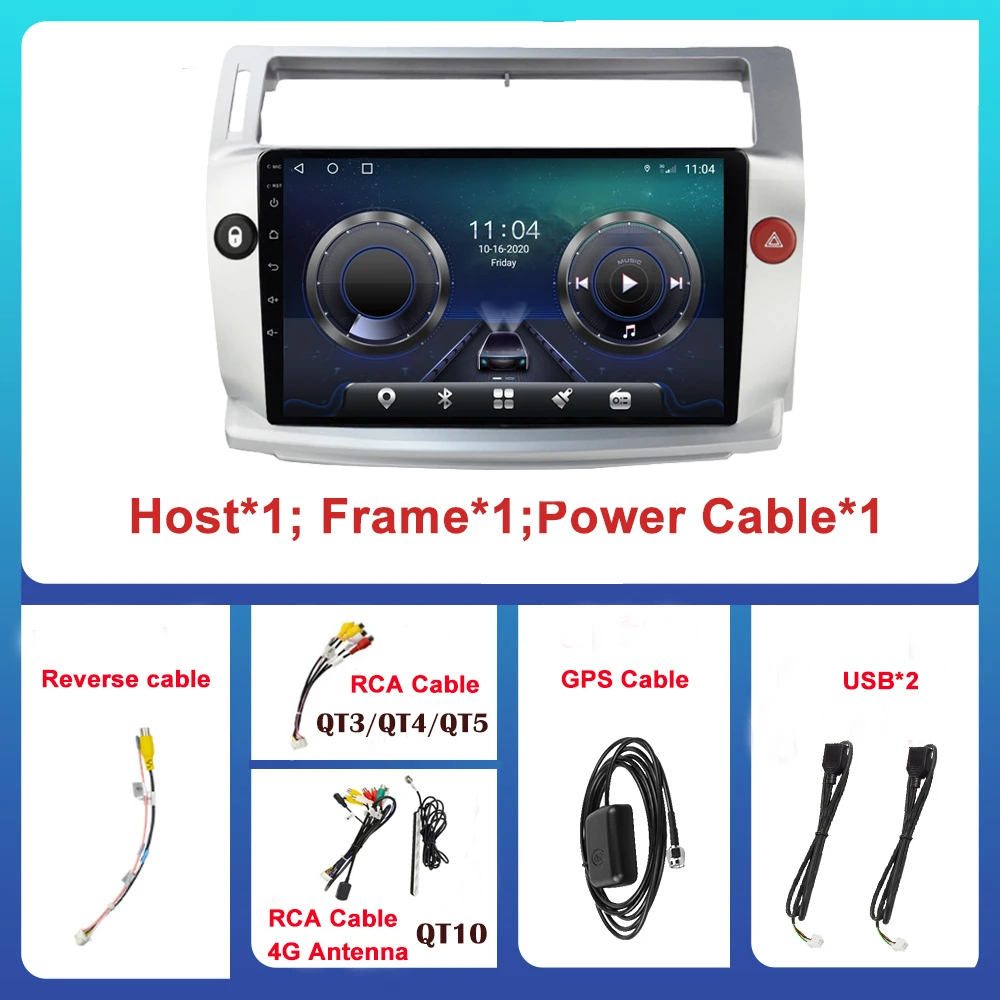 6G 128G Newest Android 10 Car Radio Video Player For Citroen C4 C-Quatre C-Triomphe 2008-2011 Auto BT GPS Stereo Carplay No DVD