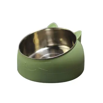 

Stainless Steel Cats Dog Food Bowl 15°Slanted Non-slip Pet Utensils Container M