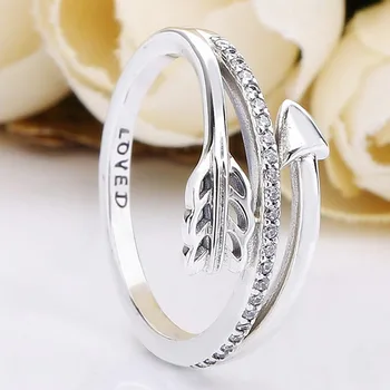

Original Sparkling Arrow Rings With Crystal For Women 925 Sterling Silver Ring Wedding Party Gift Fine Pan Jewelry