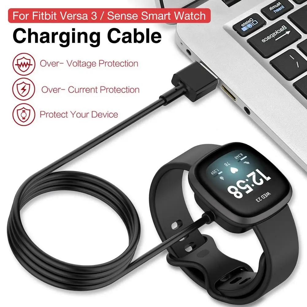 

For Fitbit Versa 3 Smart Watch Magnetic Charging Base 1m/3.3ft Cable 5V 1A USB Adapter Portable Travel Charger For Fitbit Sense