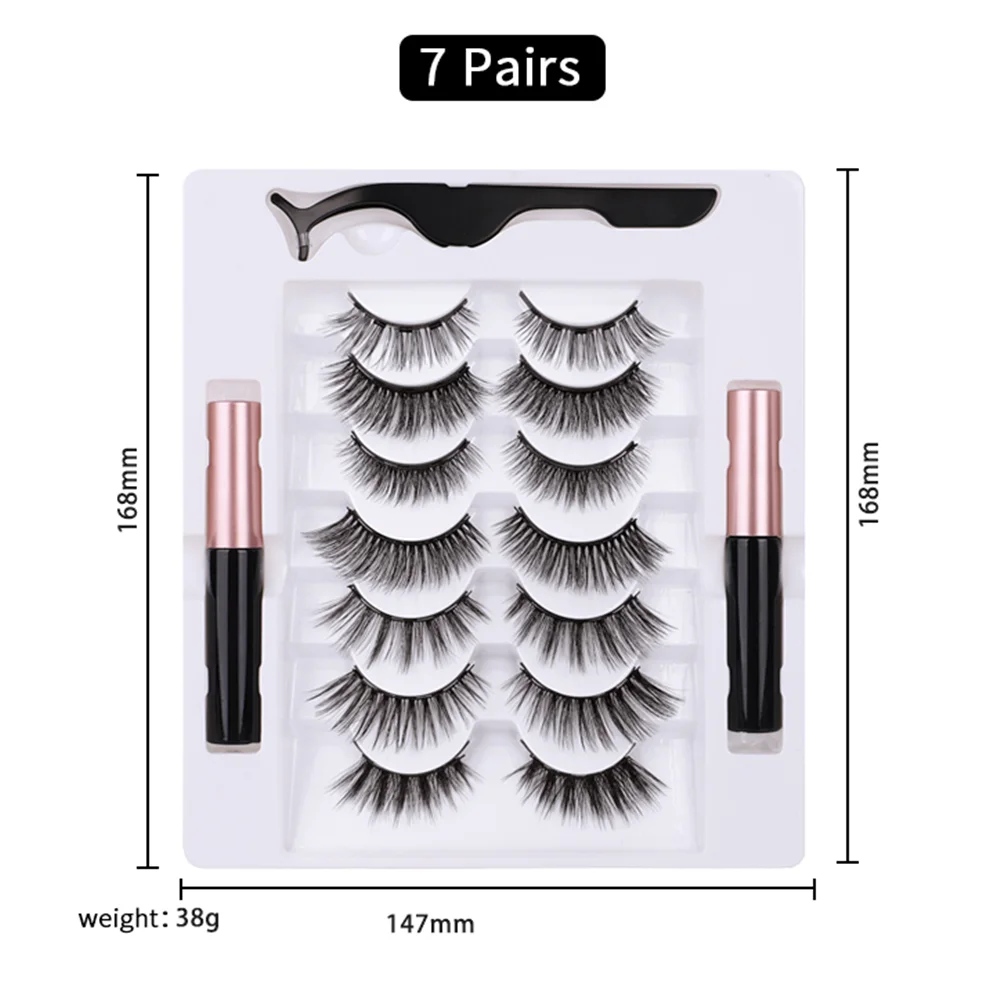

7 Pairs magnetic lashes mink wholesale grafting eyelashes extensions with tweezer magnetic eyelashes and eyeliner set