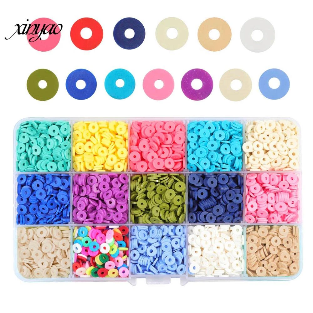 15 Colors 6mm Polymer Clay Beads Disc Round Heishi Beads Chip Disk Loose Spacer For Diy Jewelry Making Bracelets Necklace Beads Aliexpress