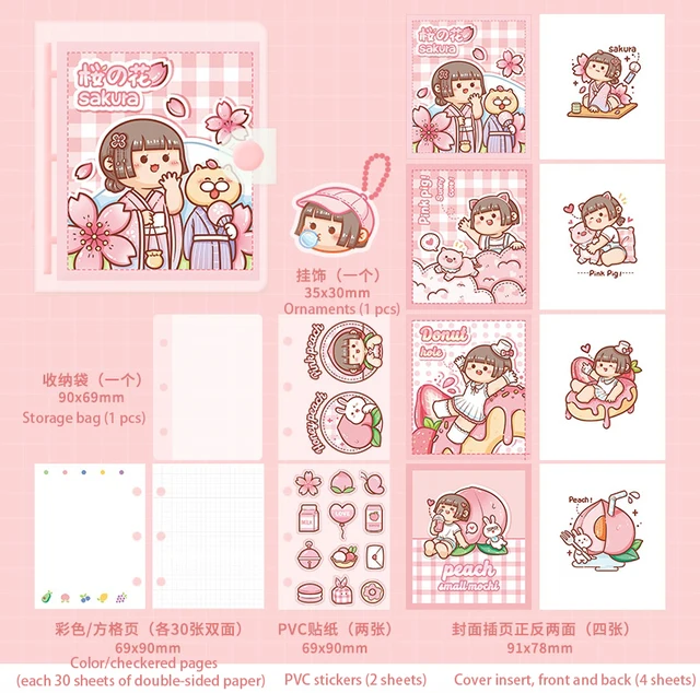 Cute Transparent Mini Loose-leaf Notebook Creative Portable Pocket Hand Book 3 Ring Binder Kawaii School Supplies Stationery mi tao tian tian