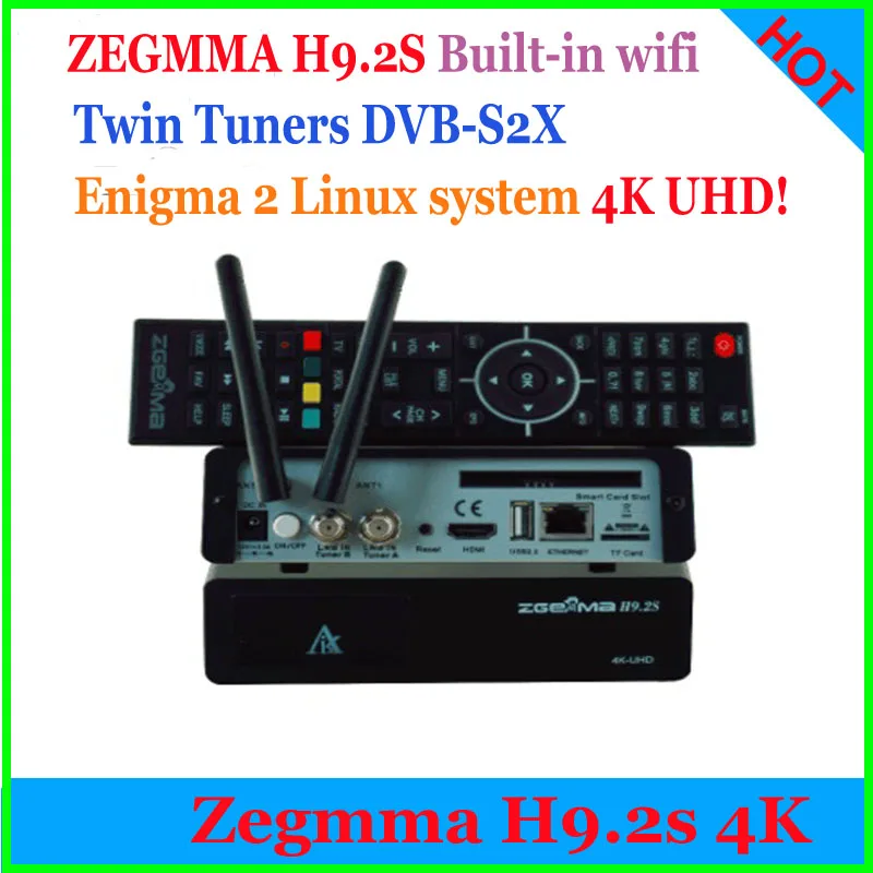 Zgemma combo H9.2S HEVC H.265 4k UHD 2160P 2XDVB-S2X Enigma2 Linux 4,1 IP tv STALKER Твин тюнер спутниковый ТВ риковер декодер