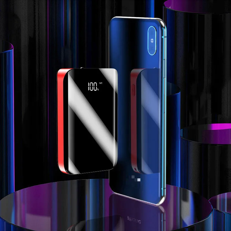

Full Screen Mini Power Bank 10000mah waterproof for Xiaomi Iphone All Phone External Battery pack Powerbank Dual USB QI 3.0