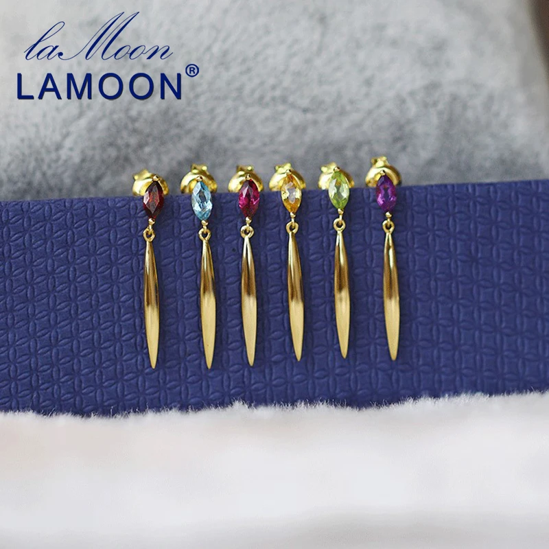 Luoon, S925 серебро, натуральный драгоценный камень, 14 к, желтое золото, модные висячие серьги, хорошее ювелирное изделие для женщин, LMEI104