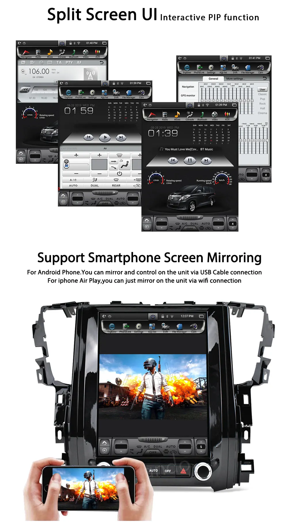 Clearance Krando Android 8.1 12.1" Tesla Vertical car multimedia player for Toyota Alphard navigation system 3