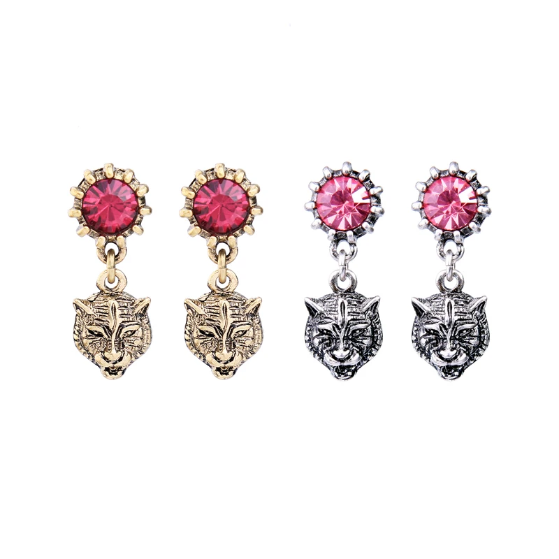 Крутые висячие серьги с леопардовой головкой из сплава для женщин дизайнерские