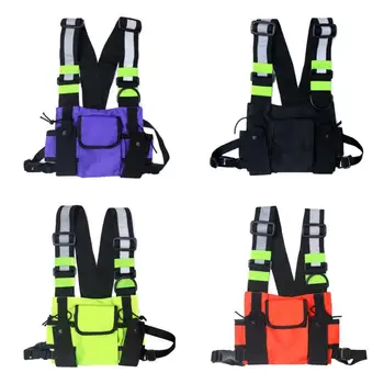 

Men Women Fashion Chest Rig Bag Reflective Vest Hip Hop Bags Streetwear Tactical Chest Bag Pack Front Waist Pouch Backpack