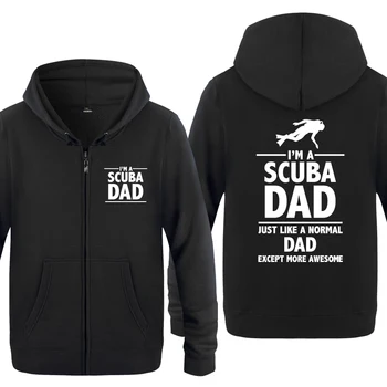 

I'M A SCUBA DAD Diving Gift Hoodies Men 2018 Men's Fleece Zipper Cardigans Hooded Sweatshirts