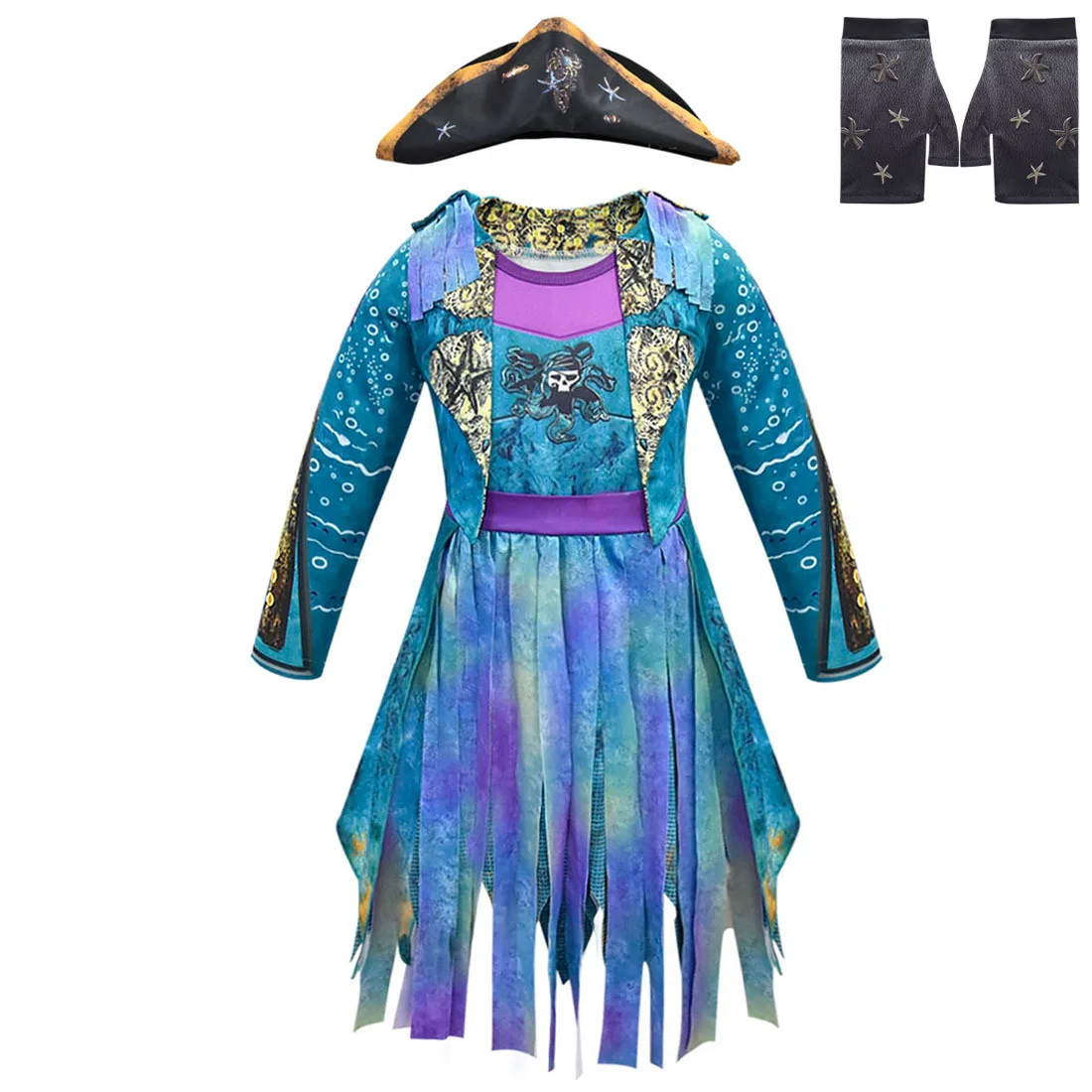 Novelty Dress Costume for Kids Descendants 3 Audrey Evie Cosplay Costumes Girls Mal Xmas Funny Party Carnival Clothing Fantasia - Цвет: FZ80153-3pcs